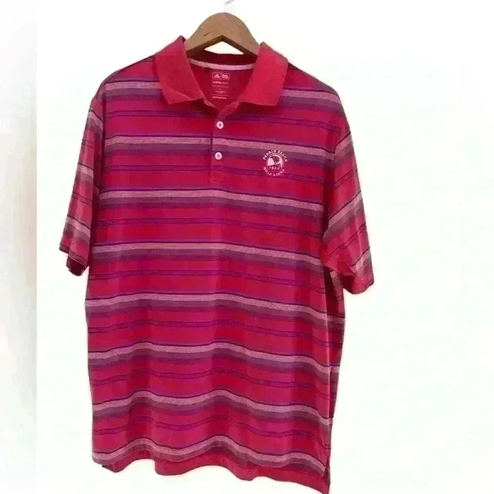 Adidas Golf Polo Pebble Beach Golf Links Multicolor Striped Size Large